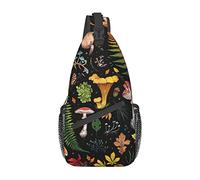 Borsa a tracolla piccola per piante di funghi foglie botaniche per uomo donna zaino a tracolla zaino da escursionismo casual borsa a tracolla sul petto