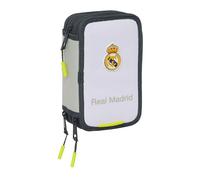 Borsa a tracolla piccola Real Madrid 25/26 per scuola e tempo libero giornaliero - Borsa a tracolla piccola Real Madrid con tracolla regolabile e tasche multiple, Plumier Triple 37 pz, Moderno
