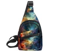 Borsa a tracolla piccola zaino per donne e uomini, con stelle nebulosa sul petto, zaino a tracolla per viaggi, sport, escursionismo, Multicolore 10., 11.8x7x1.5in/30x18x4cm