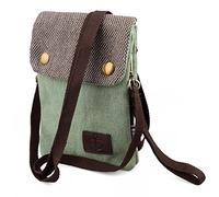 Borsa a Tracolla Piccolo Borsetta in Tela per Telefono Cellulare Braccialetto Pochette Borsello Ragazze Sacchetto Marsupio Tasca con Cerniera + Portachiavi (Verde)