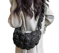 Borsa a tracolla pieghettata - Borsa a tracolla regolabile da 23 cm, borsa da lavoro, borsa da viaggio | Perfetta per l'uso quotidiano, pendolarismo, vacanze e uscite casual, Nero , Refer to