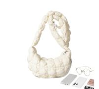 Borsa a tracolla pieghettata - Borsa a tracolla regolabile da 23 cm, borsa da lavoro, borsa da viaggio | Perfetta per l'uso quotidiano, pendolarismo, vacanze e uscite casual, bianco, Refer to