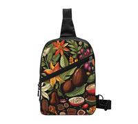 Borsa a tracolla pieghevole con pianta di cacao per uomini e donne, resistente all'acqua, con foglie e fiori, zaino a tracolla per viaggi, escursionismo, sport