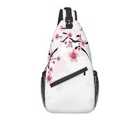 Borsa a tracolla Pink Cherry Blossom Flower Spring Hiking Daypack Crossbody Shoulder Backpack Travel Chest Pack for Men Women