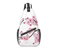 Borsa a tracolla Pink Cherry Blossom Spring Flower Escursionismo Daypack Crossbody Shoulder Backpack Travel Chest Pack for Men Women