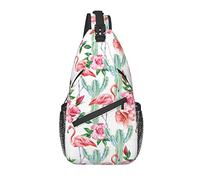 Borsa a tracolla Pink Flamingo Rose Flower Cactus Escursionismo Daypack Crossbody Shoulder Backpack Travel Chest Pack for Men Women