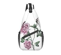 Borsa a tracolla Pink Rose Floral Bloom Flower Escursionismo Daypack Crossbody Shoulder Backpack Travel Chest Pack for Men Women