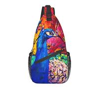 Borsa a tracolla pittura a olio pavone colorato escursionismo zainetto zaino a tracolla zaino da viaggio per uomo donna