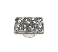 Borsa a tracolla pochette da donna in metallo mosaico argento e bianco di des...