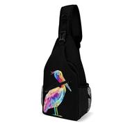 Borsa A Tracolla Poliestere Zaino Da Giorno Per Escursionismo, Ciclismo, Viaggi Tie Dye Rainbow Print Bird Heron Unisex Zaino Monospalla