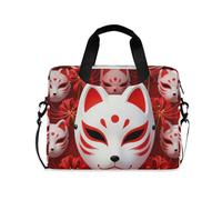 Borsa a tracolla portatile con manico e tracolla da 15,6 pollici borsa per computer con cerniera giapponese ragno giglio anime fiore volpe
