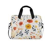 Borsa a tracolla portatile con manico e tracolla da 15,6 pollici, borsa per il trasporto con cerniera, maialino in miniatura, fiore bianco floreale