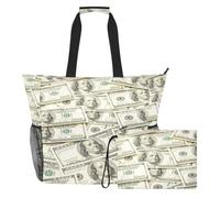 Borsa a tracolla portatile da spiaggia, taglia unica, per vacanze | Borsa da spiaggia leggera multi tasca per raccolta di vacanze realistica da cento dollari
