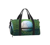 Borsa a tracolla portatile per sport, borsa da viaggio con stampa per feste di Halloween, perfetta per palestra, campeggio, viaggi di lavoro, Pallone da calcio verde su Grassy, One Size