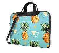 Borsa a tracolla portatile ultra sottile con stampa di ananas tropicale per donne e uomini per il fine settimana da viaggio casual, Nero , 14 inch
