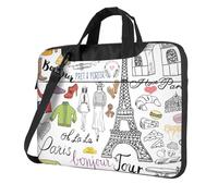 Borsa a tracolla portatile ultra sottile con stampa Torre Eiffel Tour francese di Parigi per donne uomini weekend viaggio casual, Nero , 15.6 inch