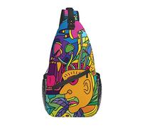 Borsa a tracolla Psychedelic Magic Trippy Mushroom Mystic Jungle Hiking Daypack Crossbody Shoulder Backpack Travel Chest Pack for Men Women