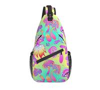 Borsa a tracolla Psychedelic Mushroom Trippy Magic Hiking Daypack Crossbody Shoulder Backpack Travel Chest Pack for Men Women
