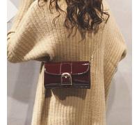 Borsa a tracolla quadrata mini retrò alla moda in vernice PU impermeabile rosso vino con tracolla a catena metallica, regalo ideale per Capodanno per le donne, borsa bordeaux alla moda, ispirata al re