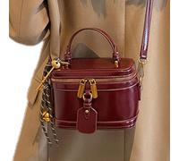 Borsa a tracolla quadrata, stile retrò, borsa quadrata, in pelle PU, per donne, porta cellulare e portachiavi con manico superiore per pendolare, collezionare, datin, Vinaccia, descrizione