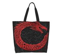 Borsa A Tracolla Red Dragon With Celts Patterns, Open Mouth, Dark Background Donna Borsa Tote Casual Borse A Mano Grande Tote Bag Per Spesa Shopping Laptop