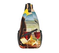 Borsa a tracolla Red Wine Country Leaf Escursionismo Daypack Crossbody Shoulder Backpack Travel Chest Pack for Men Women