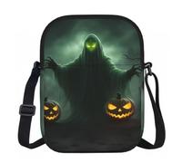 Borsa a tracolla regolabile di Oxford della cinghia della stampa della zucca di Halloween di orrore verde del fantasma, piccola borsa a tracolla resistente all'acqua per il viaggio