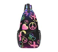 Borsa a tracolla regolabile Peace Love Breast Cancer Awareness per donne e uomini, con tracolla regolabile, zaino a spalla
