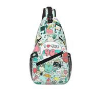 Borsa a tracolla resistente all'acqua con illustrazione stampata "I Love The 90s"