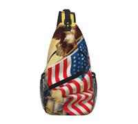 Borsa a tracolla resistente all'acqua con stampa artistica dell'aquila della bandiera americana degli Stati Uniti