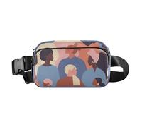 Borsa a tracolla resistente all'acqua Marsupio con cinturino regolabile Carino Cross Body Bag Belt Pack Femminile Volti diversi Etnia Diverse Donne Uomini per Viaggi Palestra Lavoro, Volti diversi