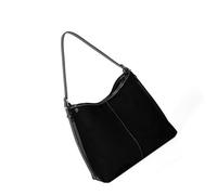 Borsa a tracolla retrò alla moda spaziosa borsa da lavoro interno in pelle per pendolarismo borsa resistente all'acqua donna accessorio coreano stili scamosciati borsa, Nero