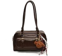 Borsa a tracolla retrò in pelle donne con borsetta della cartella a sospensione (caffè)