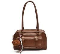 Borsa a tracolla retrò in pelle donne con borsetta della cartella a sospensione (marrone)