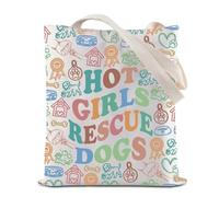 Borsa a tracolla riutilizzabile per amanti dei cani Hot Gils Rescue Dogs Borsa per la spesa riutilizzabile Borsa a tracolla per l'adozione di animali domestici, Borsa per cani di salvataggio, 35*40cm