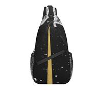 Borsa a tracolla Road Forest Modern Black and White Hiking Daypack Crossbody Shoulder Backpack Travel Chest Pack for Men Women