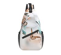 Borsa a tracolla Rose Butterfly Flower Bloom Escursionismo Daypack Crossbody Shoulder Backpack Travel Chest Pack for Men Women