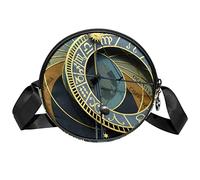 Borsa a tracolla rotonda Borsa a tracolla per donna Orologio astronomico Praga, Multicolore, 6.7x6.7x2.3 in, Zaini a tracolla