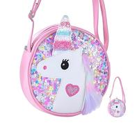 Borsa A Tracolla Rotonda da 1 Pezzi, Borsa A Tracolla, Borsa A Tracolla di Paillettes Creativa, Borsa A Traversa per Bambini, Borsa da Traversa Divertente.