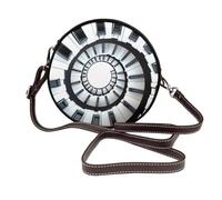 Borsa a tracolla rotonda da donna a forma di chiave di pianoforte a spirale, borsa a tracolla in pelle vegana con tracolla regolabile