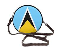 Borsa a tracolla rotonda da donna con bandiera di Santa Lucia in pelle