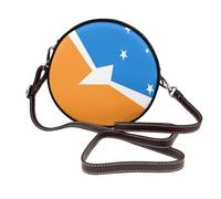 Borsa a tracolla rotonda da donna con bandiera Tierra Del Fuego in pelle