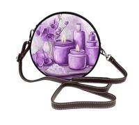 Borsa a tracolla rotonda da donna con candele e fiori di orchidea viola