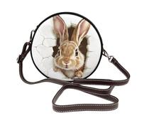 Borsa a tracolla rotonda da donna con testa di coniglio carina fuori dal buco borsa a tracolla in pelle