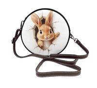 Borsa a tracolla rotonda da donna con testa di coniglio fuori dal buco