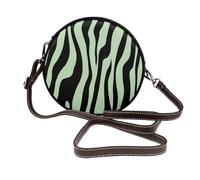 Borsa a tracolla rotonda da donna in celadon chiaro con strisce zebrate minimaliste