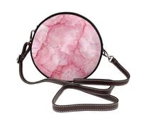 Borsa a tracolla rotonda da donna in marmo rosa in pelle