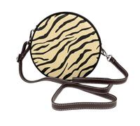 Borsa a tracolla rotonda da donna in oro pallido con strisce zebrate minimaliste