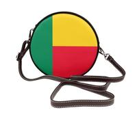 Borsa a tracolla rotonda da donna in pelle con bandiera del Benin