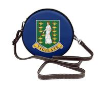 Borsa a tracolla rotonda da donna in pelle con bandiera delle Isole Vergini britanniche